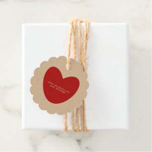 Rustic kraft red heart custom Valentine's Day Favor Tags