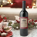 Rustic Kraft Red Plaid Pines Merry Christmas Wine Label<br><div class="desc">Rustic Kraft Red Buffalo Plaid Merry Christmas Wine Label includes pine tree silhouettes.</div>