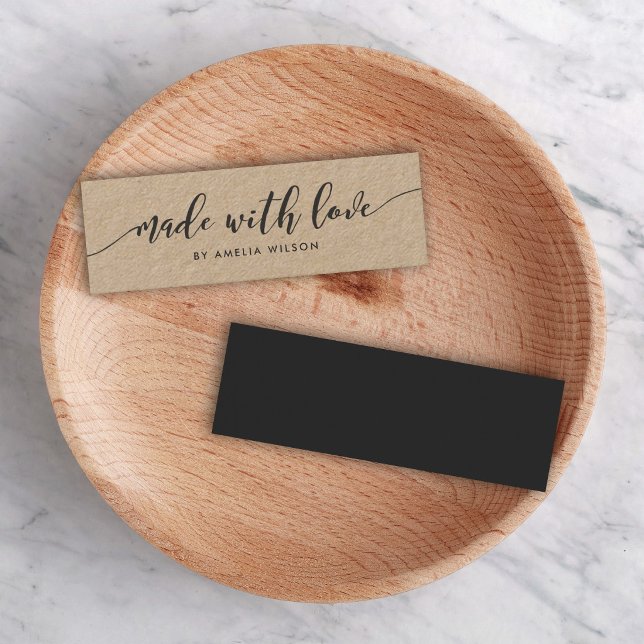 Rustic Kraft Relax Script Made With Love Mini Business Card (Creator Uploaded)