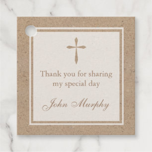 Rustic Kraft Religious Cross Party Favor Tags