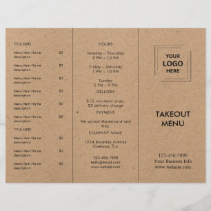 Rustic Kraft Restaurant Takeout Menu Design