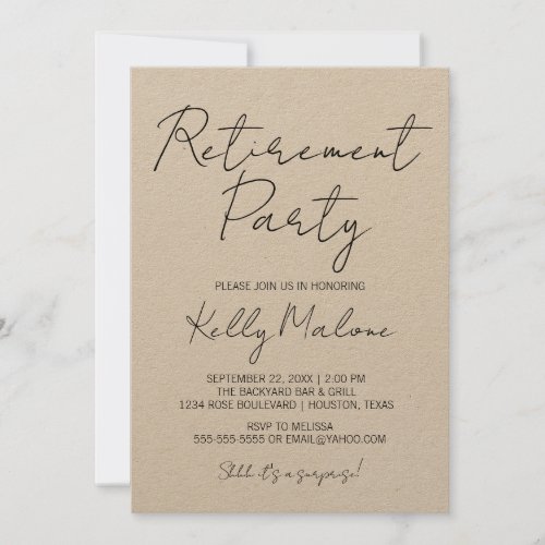 Rustic Kraft Retirement Party Invitation