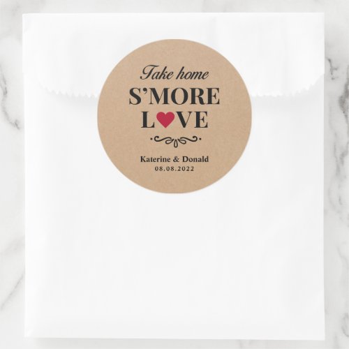 Rustic Kraft Smore Love Wedding Classic Round Sticker