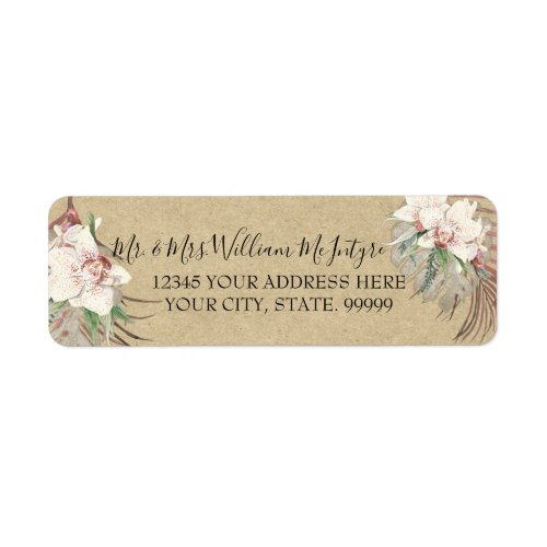 Rustic Kraft Sage Floral Tropical Foliage Wedding Label