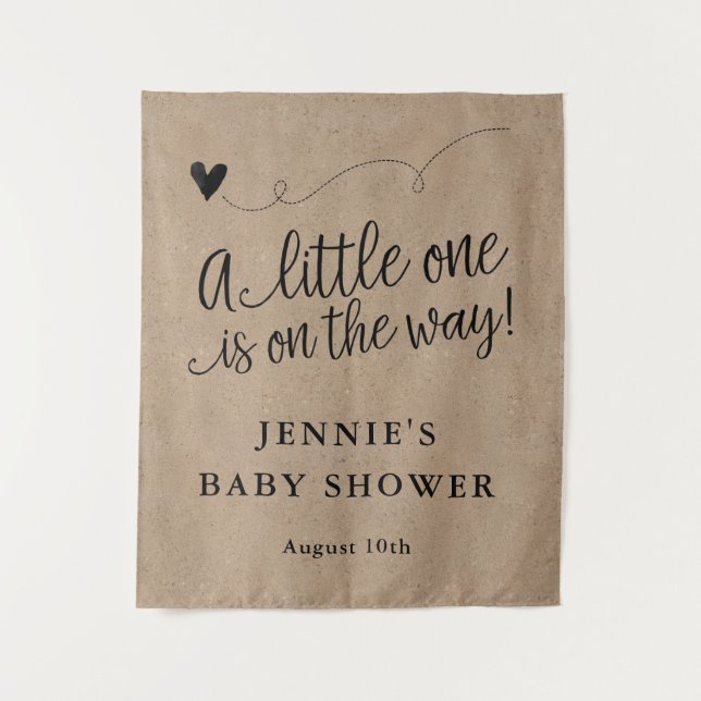 Rustic Kraft Script Baby Shower Backdrop (Front)
