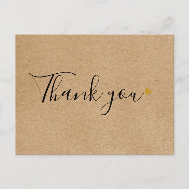 Rustic Kraft Script Business Thank You Postcard (Front)