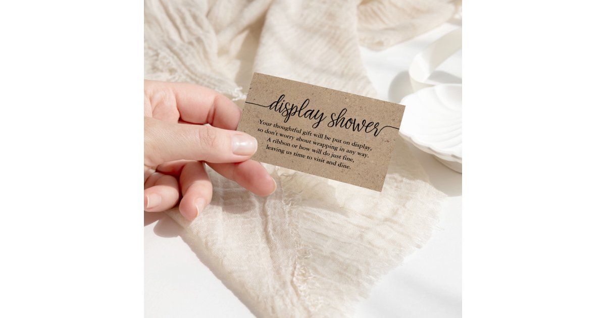 Rustic Kraft Script Display Shower Insert Card | Zazzle