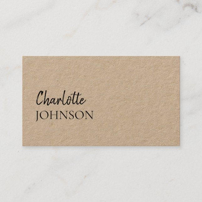 Rustic Kraft Script | Elegant Minimalist Handmade Business Card (Front)
