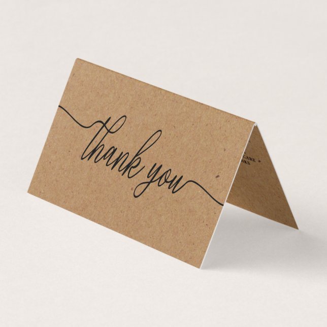 Rustic Kraft Script, Logo/Picture Thank You Card (Front)