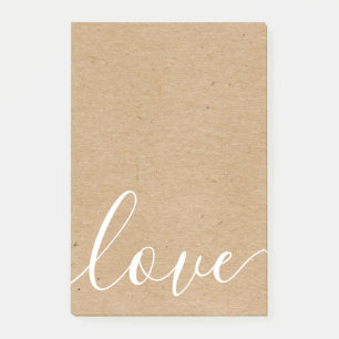 Rustic Kraft Script Love Post-it Notes