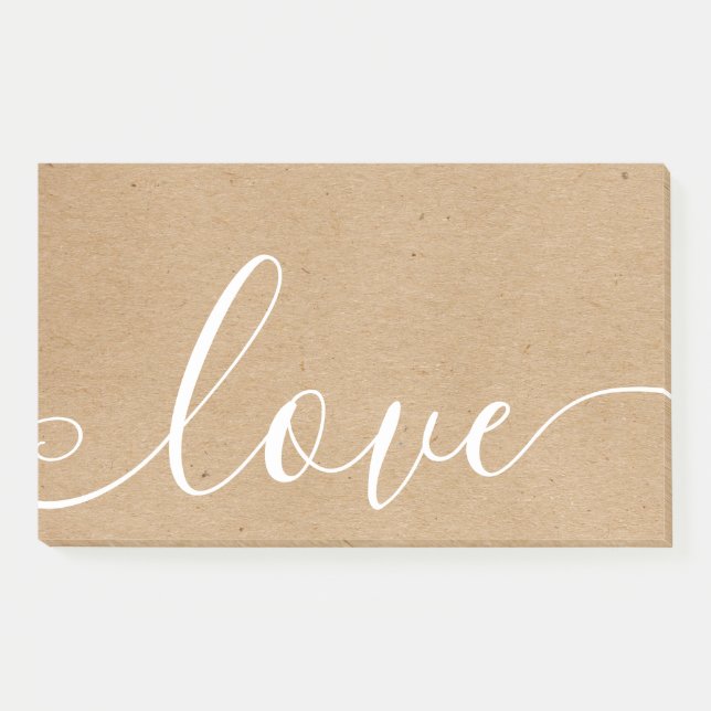 Rustic Kraft Script Love Post-it Notes (Front)