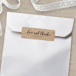 Rustic Kraft Script Love & Thanks Wedding Label