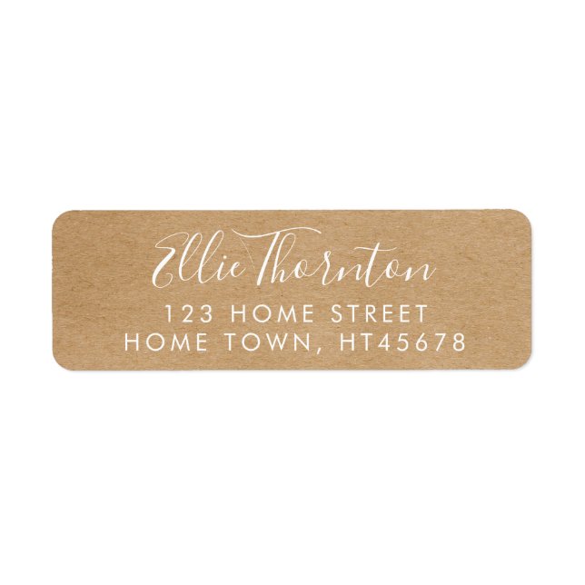 Rustic Kraft Script Name Return Address Label (Front)