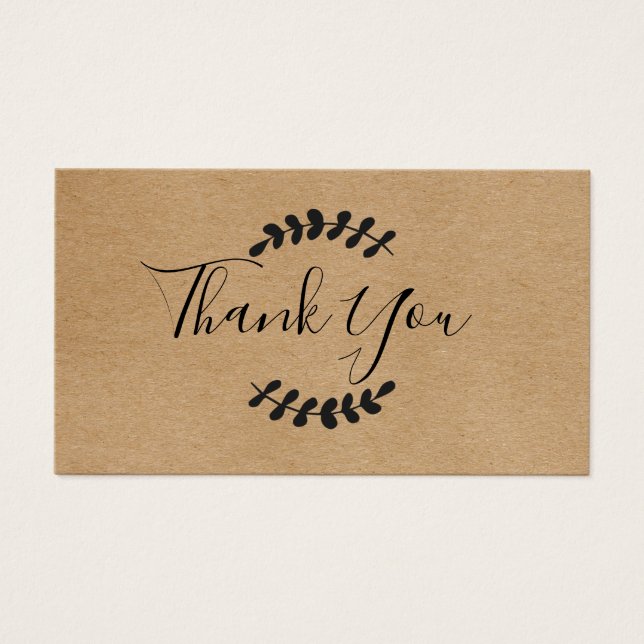 Rustic Kraft Script Thank You Card (Front)