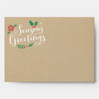 Rustic Kraft Season's Greetings Holiday Mailing Envelope
