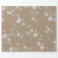 Rustic Kraft Winter White Snowflakes Matte Wrapping Paper