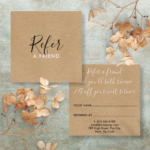 Rustic Kraft Simple Boho Signature Script Referral Card