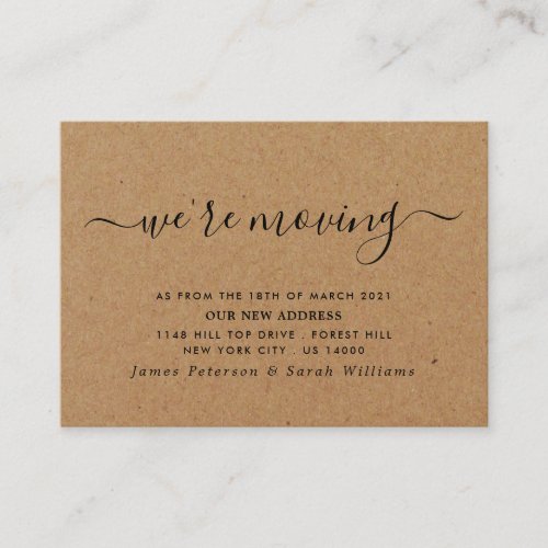 Rustic Kraft Simple Script Change of Address Enclosure Card