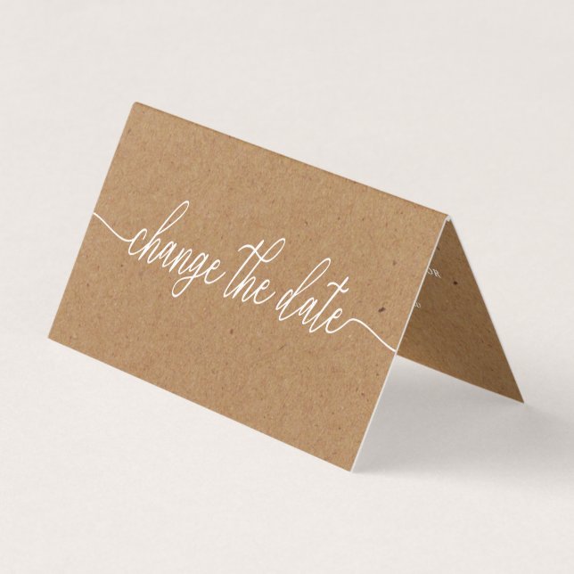 Rustic Kraft Simple Script Change The Date Card (Front)