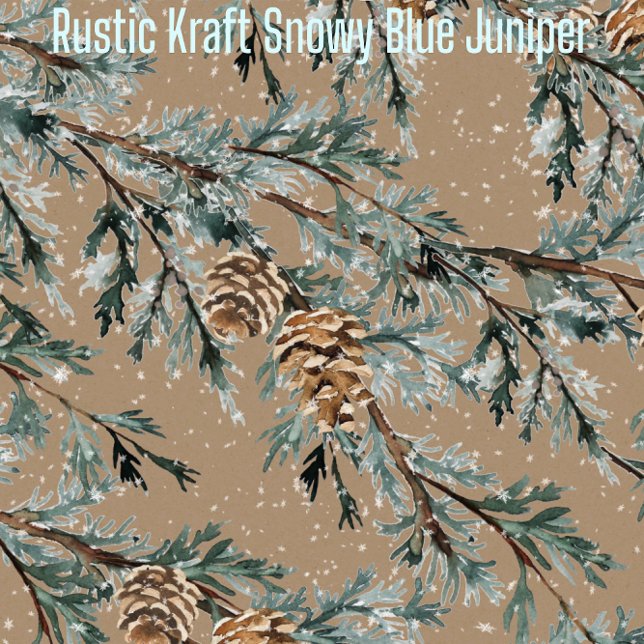 Rustic Kraft Snowy Blue Juniper Branch & Cones Wrapping Paper (Rustic Kraft Snowy Blue Juniper Branch & Cones Wrapping in 6 and 15 foot long 30 Inch Width Rolls
)