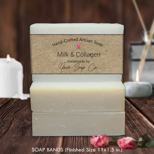 Rustic Kraft Soap Bands Labels 🧼 (Sheet of 5) (Rustic Kraft Soap Bands Labels 🧼 (Sheet of 5) - Customize On Screen Now! )
