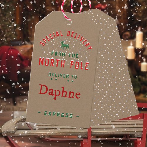 Rustic Kraft Special Delivery From North Pole II Gift Tags