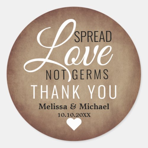 Rustic Kraft Spread Love Hand Sanitizer Thank You Classic Round Sticker