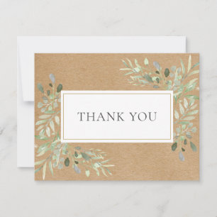 Rustic Kraft Spring Leaves Business Thank You Card
