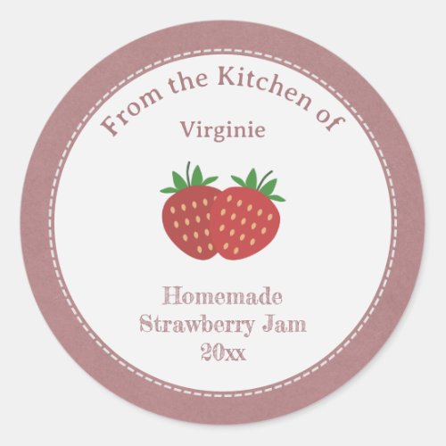 Rustic  Kraft Strawberry Jam Label Sticker