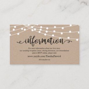 Rustic kraft string light, Wedding Details website Enclosure Card