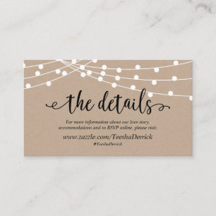 Rustic kraft string lights, Our Details, website Enclosure Card