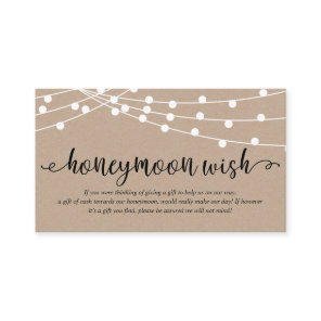 Rustic kraft string lights, Wedding Honeymoon Fund Enclosure Card