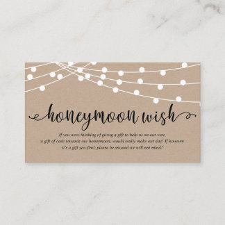 Rustic kraft string lights, Wedding Honeymoon Fund Enclosure Card