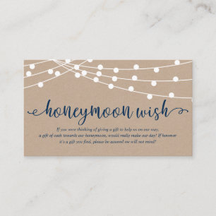 Rustic kraft string lights, Wedding Honeymoon Fund Enclosure Card