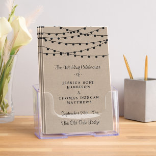 Rustic Kraft String Lights Wedding Program Brochure