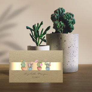 Rustic,Kraft Stripe Succulents Business Card