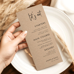 Rustic Kraft Style Let's Eat Script Simple Wedding Menu