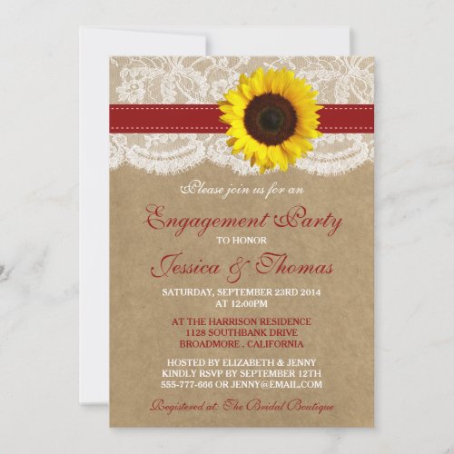 Rustic Kraft Sunflower Engagement Party Or Shower Invitation