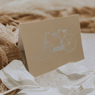 Rustic Kraft Tandem Bicycle Silver Foil Card