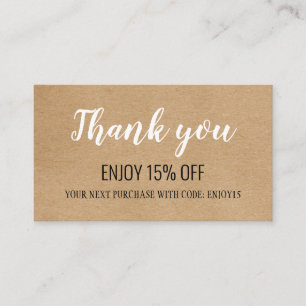 Rustic Kraft Thank You Business Customer Discount Card