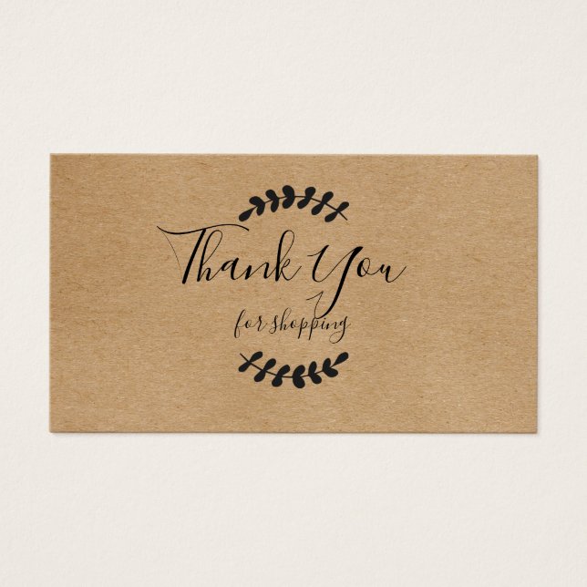Rustic Kraft Thank You For Shopping Card (Front)