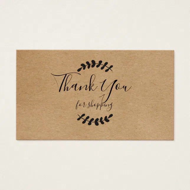 Rustic Kraft Thank You For Shopping Card | Zazzle