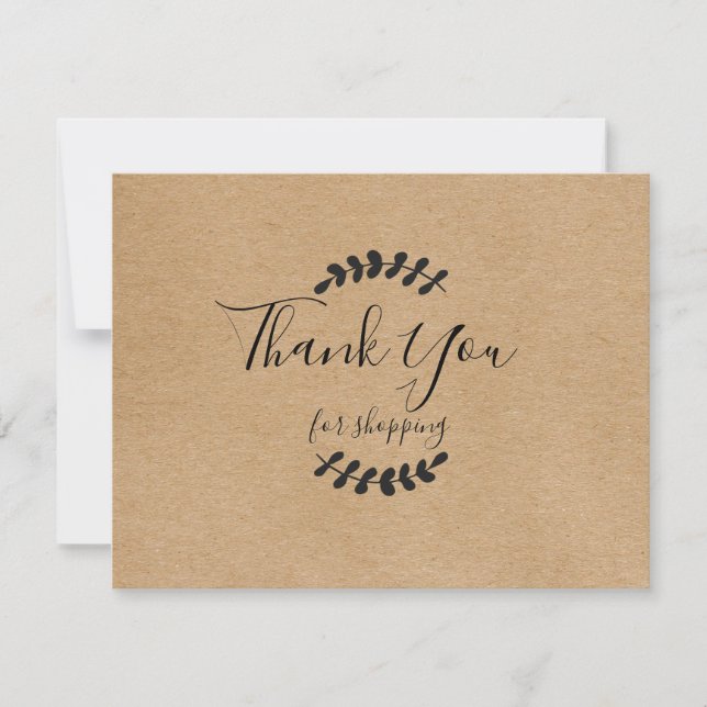Rustic Kraft Thank You For Shopping Discount Card (Front)