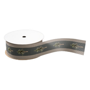 Rustic Kraft Thick Gray Center Stripe Woodland Grosgrain Ribbon