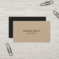 Rustic Kraft Trendy Typewriter Dark Gray Business Card