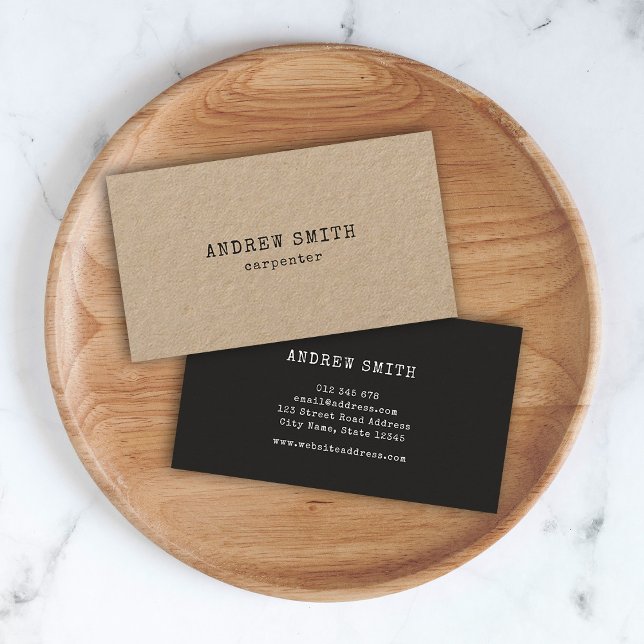 Rustic Kraft Trendy Typewriter Dark Gray Business Card (Creator Uploaded)