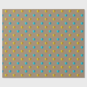 Rustic Kraft Turquoise Blue Gold Holiday Wrapping Paper