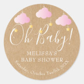 Rustic Kraft Twinkle Twinkle Oh Baby Baby Shower Classic Round Sticker (Front)