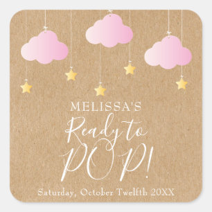 Rustic kraft twinkle twinkle Ready to POP pink Square Sticker