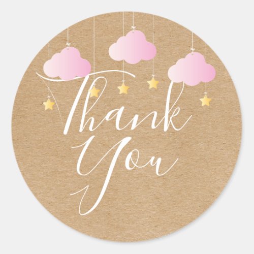 Rustic kraft twinkle twinkle thank you baby shower classic round sticker
